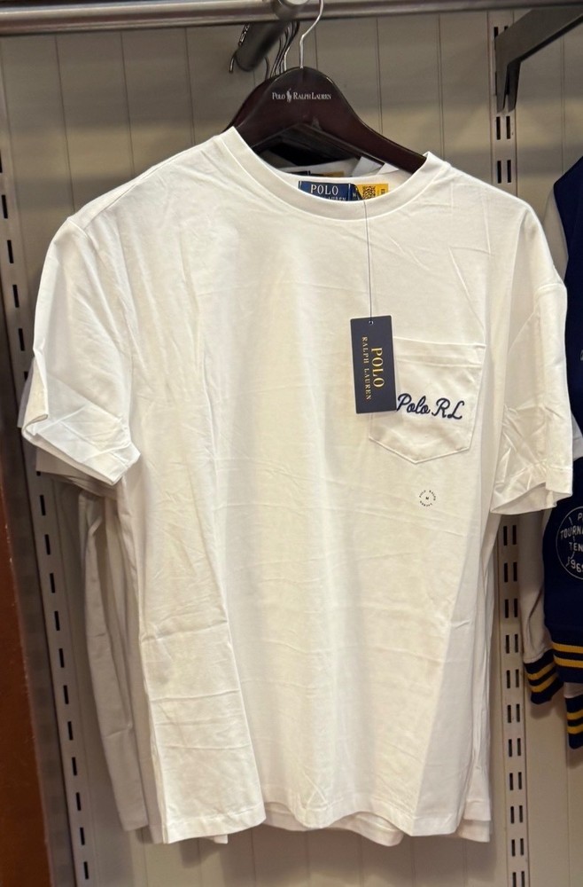 Polo Ralph Lauren White PREPPY TENNIS BEAR Short Sleeve POCKET T Shirt