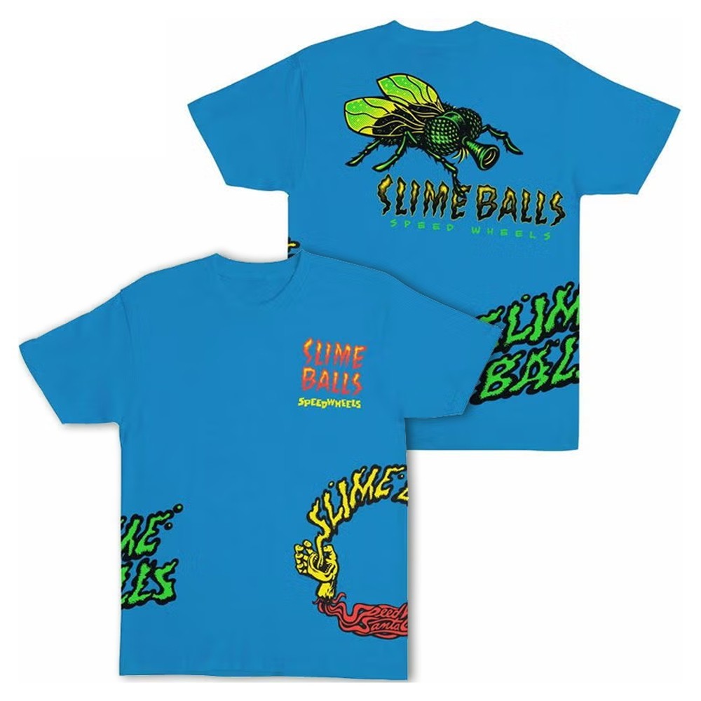 Santa Cruz SLIME BALLS PRODUCTION Skateboard T Shirt SAPPHIRE