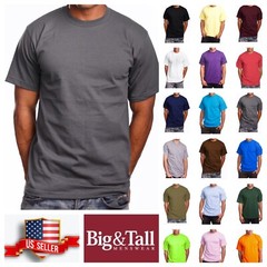 Mens T- Shirt HEAVY WEIGHT Plain Crew Neck Cotton S-7X & LT-5XLT Big and Tall