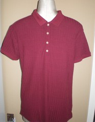 NITAGUT Mens BURGUNDY WINE Casual Short Sleeve Collared Ribbed Knit POLO Shirt S