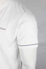 Guess Men’s Ricardo Short Sleeve Slit Henley T Shirt Pure White Textured