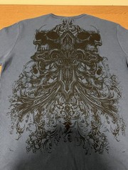 MMA ELITE Men’s X-Large Blue Waffle Knit Long Sleeve T-Shirt Graphic Skulls