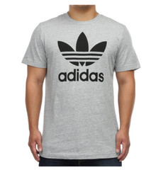 ADIDAS Vintage Trefoil Logo HEATHER GREY Regular Fit Short Sleeve T-shirt NWT