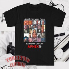 Aphex Twin Anxiety Has Many Face Men’s Black T-Shirt Size S to 5XL
