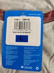 L / LARGE – RED GREY – Men’s Columbia Raglan Long Sleeve Tee Shirt