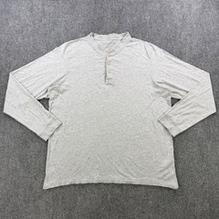 Outerknown Sojourn Henley Grey Organic Pima Cotton Long Sleeve Shirt Mens XL