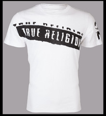 $69 TRUE RELIGION White Black STENCEL Short Sleeve Graphic T-shirt NWT