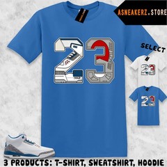 Tee Shirt Matching AJ 3 OG True Blue 2026 Match Sneaker Retro Number 23 T-Shirt