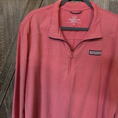 Vineyard Vines Shirt Men’s Size XL Pink Long Sleeve 1/4 Zip Collared Edgartown