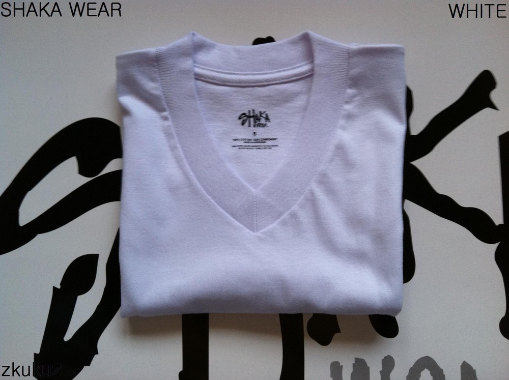 3 NEW SHAKA WEAR PLAIN SHORT SLEEVE V-NECK T-SHIRT WARM WHITE BLANK XL 3PC
