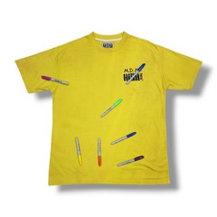 M.D.M. High Large Surf Graphic Print & Embroidered Front Yellow T-Shirt Men’s L