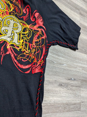 Cezer Men’s 2XL Black T-Shirt Beaded Bling Graphic Y2K Hip Hop