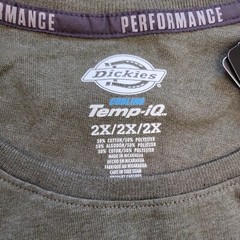 Dickies T-Shirt Men’s 2X 2XL Green Temp-iQ Performance Tee New