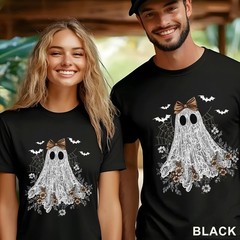 Halloween Lace Ghost Shirt, Cute Floral Ghost Shirt, Spooky Fall Floral, 203651