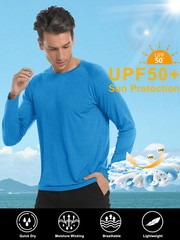 Men’s UV Sun Protection Shirts Long Sleeve Quick Dry Shirts Fishing Workout Tops