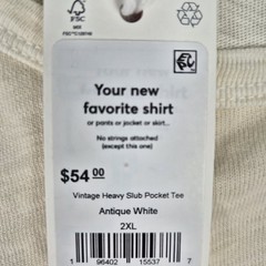 Marine Layer Tee Mens XXL Vintage Heavy Slub Pocket Antique Cream Short Sleeve