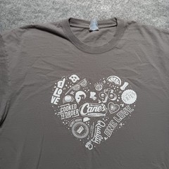 Raising Canes Shirt Mens 2XL Gray One Love Canes Crew Logo Short Sleeve 1LV Crew