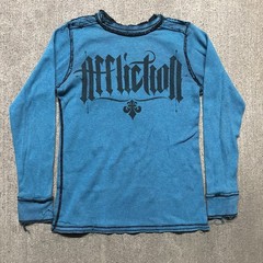 Y2K Affliction Long Sleeve Thermal Graphic Shirt Mens M Grunge Punk Cyber Goth