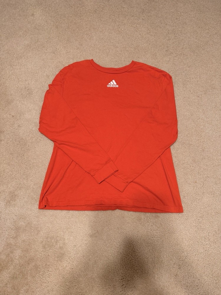 Adidas Amplifier Tee Long Sleeve Shirt Mens 2XL Orange Crew Neck Cotton Gym