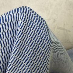 Hanes Vintage Thermal Top Blue/White Textured Weave Pattern XL 50/50 blend knit