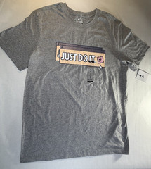 New Nike Just Do It Graphic T Shirt Mens Size Medium Gray Pixel Logo