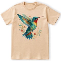 Hummingbird Floral Art Nature Retro Gift Men Women T-Shirt Tee