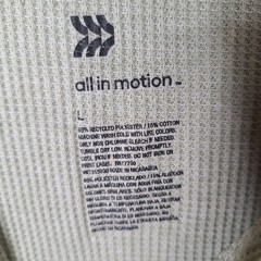 All In Motion Shirt Mens L Green Henley Waffle Knit Recycled Poly Blend Casual