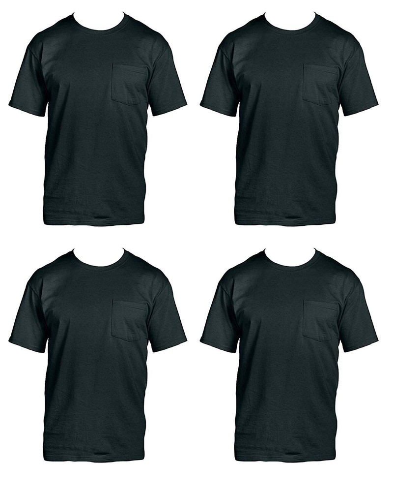Fruit of the Loom Men’s 4-Pack Pocket Crew-Neck T-Shirt – Colors May Vary