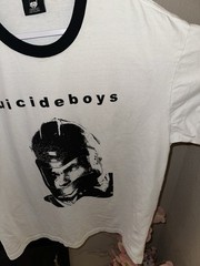 G59 Suicideboys Ringer Graphic T-Shirt White/Black Crew Neck Short Sleeve 2XL