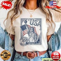 USA Liberty Stamp Shirt, 250 Years Of Freedom Shirt, Patriotic T-Shirt | S-5XL