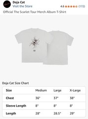 Doja Cat The Scarlet Tour Merch Graphic T-Shirt White L Short Sleeve Crew