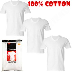 Men’s V-neck T-Shirt, White /Black 6 Pack “100% Cotton & Tagless”