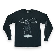 Gildan Ultra Cottton Black Hole Print Shirt Long Sleeve Size Small S Black