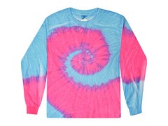 Long Sleeve Tie Dye T-Shirts Multicolor Adults & Kids Size Cotton Colortone