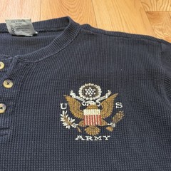 US Army Waffle Knit Thermal Henley Large Black By Brothers In Arms Outfitters