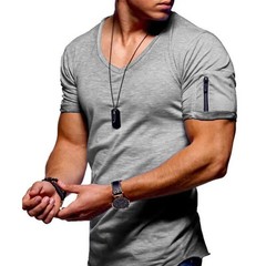 2025 Brand Quality Cotton Men T-shirt V-neck Fashion Design Slim Fit Soild