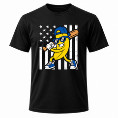 Banana Funny Cartoon Black T-Shirt