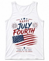 tank top for men 4th of July Independence Day 1776 USA flag graphic white