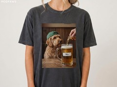 Custom Pet Portrait Beer Shirt, Funny Cat or Dog Graphic Tee Gift