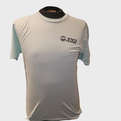 New JEDCO Blue T SHIRT with a Crab lighthouse beach scene