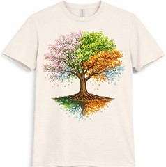 Tree Four Seasons T Shirt Colorful Spring Summer Fall Winter Graphic Tee