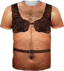 Funny 3D Hairy Chest T Shirt Men Novelty Graphic Gag Gift Party Outfit AOP Tee