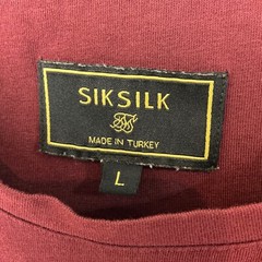 Sik Silk Modern Muscle Fit Mens Maroon T-Shirt Large Embroidered Cotton
