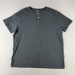 Goodfellow Henley Shirt Mens XL Gray Casual Short Sleeve Slub Cotton Minimalist