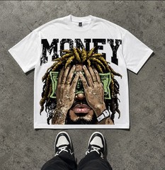 💸 Money Graphic Tee Y2K Streetwear Oversized White T Shirt