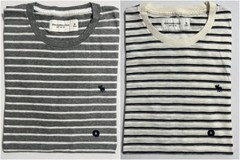 Abercrombie & Fitch Men’s Striped Crew Neck A&F Logo T-Shirt Tee XS S M L XL XXL