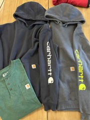 Carhartt Men’s XXL Clothing Lot 2 Hoodies & Henley Shirt Workwear Bundle