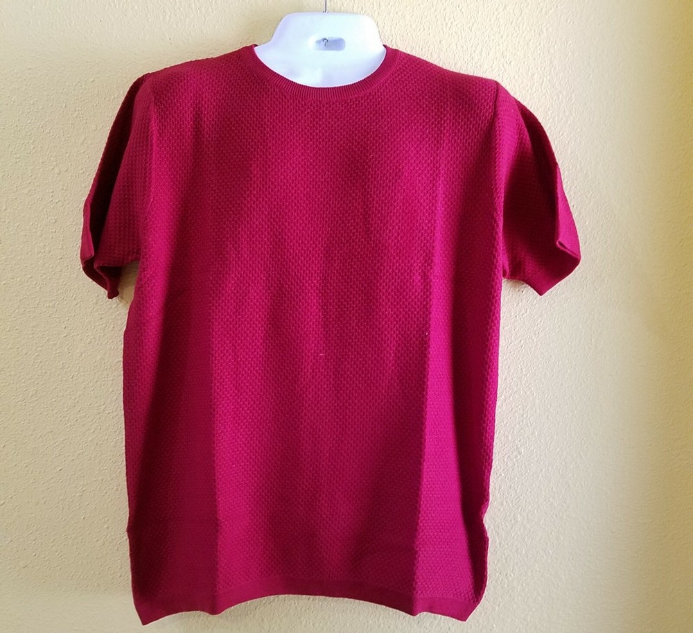 Alpha Mens Tshirt Knitted USA Size L, Chest 44, Red honey comb see Size Chart,