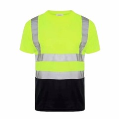 Hi Viz Visibility T Shirt Safety Work High Vis Two Tone Short Sleeve Crew Neck