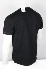Guess Men’s Ricardo Short Sleeve Slit Henley T Shirt Jet Black Textured